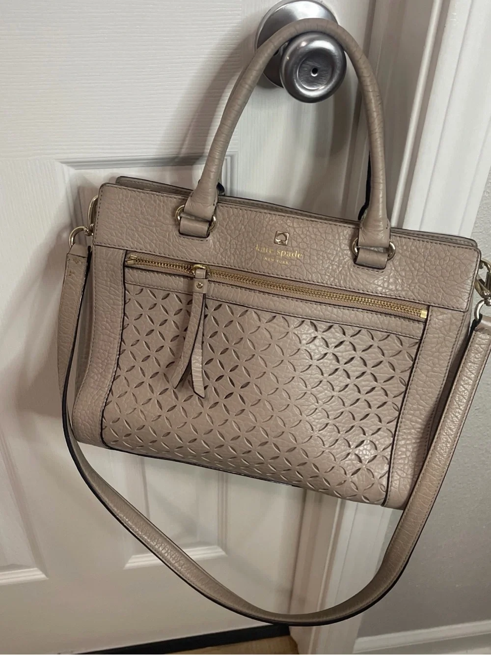 Kate Spade New York Perri Lane Bubbles Romy Satchel Beige
